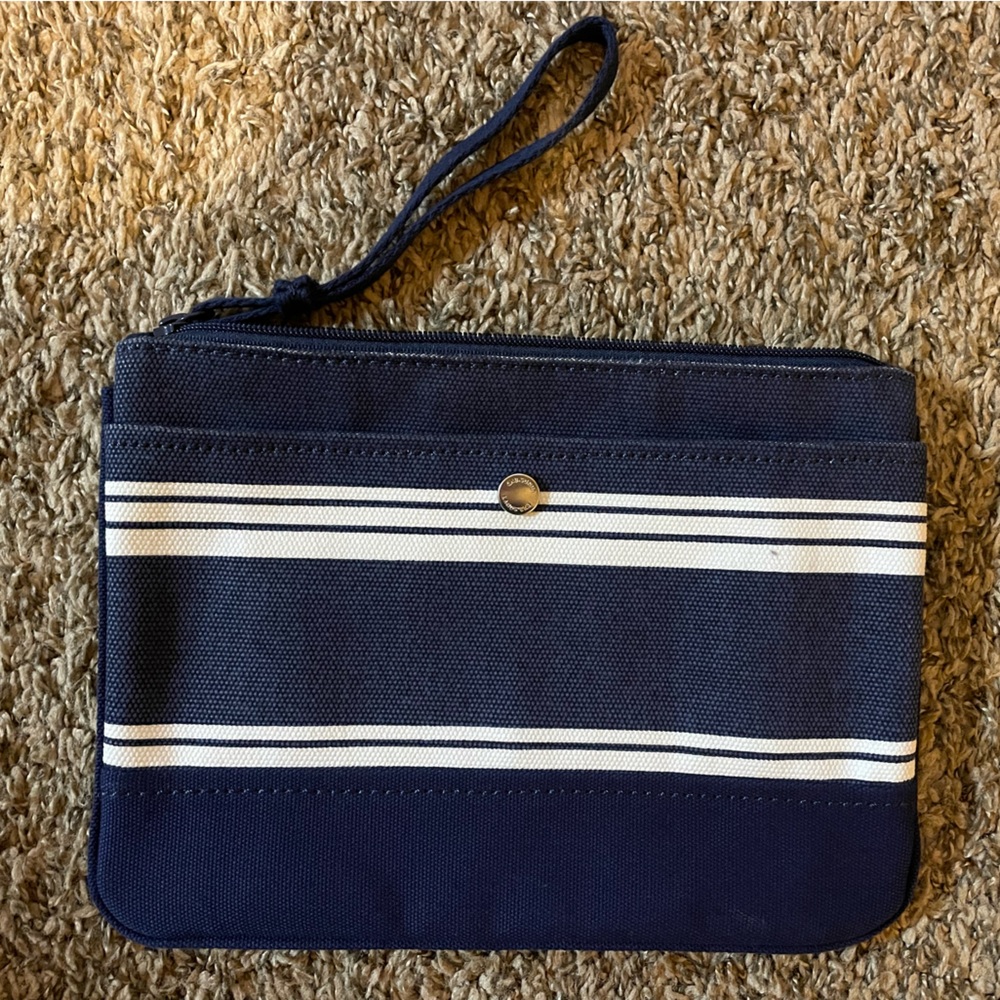 Lands’ End Large wristlet. 10 1/2” x 7 1/2” Navy and white striped!